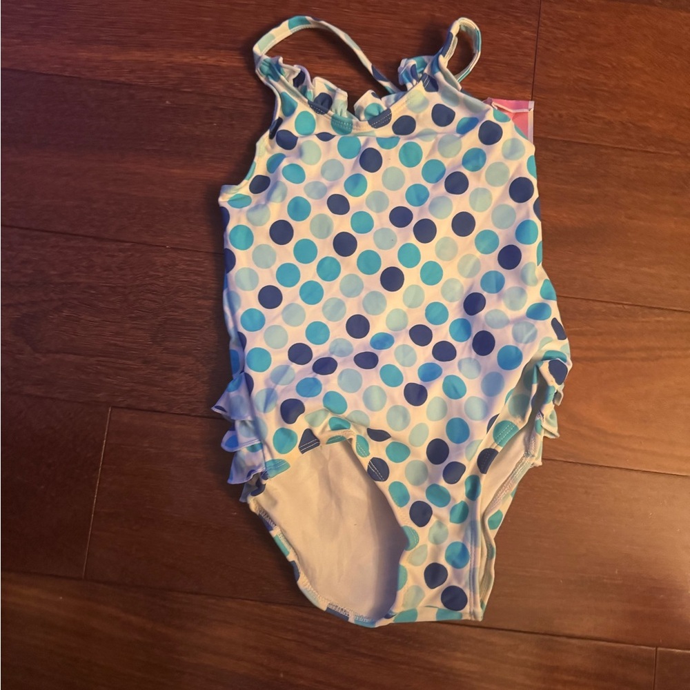 NWT girls circo Polka Dot Swimsuit with Ruffle Straps size 5t